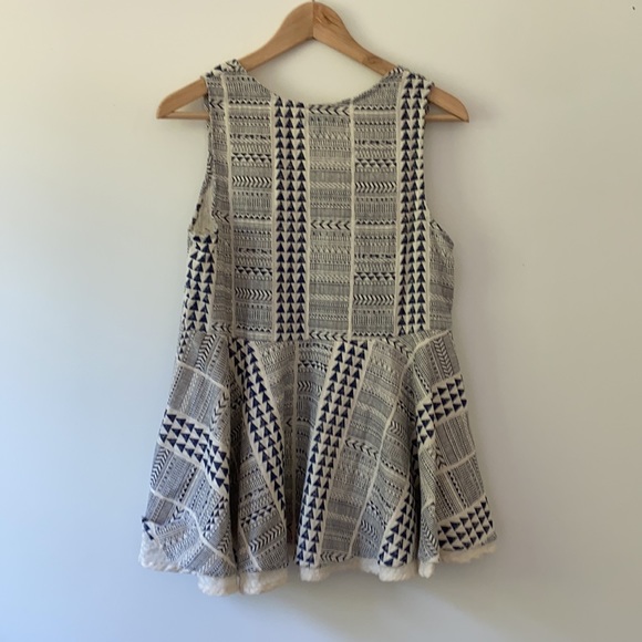 Anthropologie RD & KOKO Aztec Print Peplum Top - Picture 4 of 6